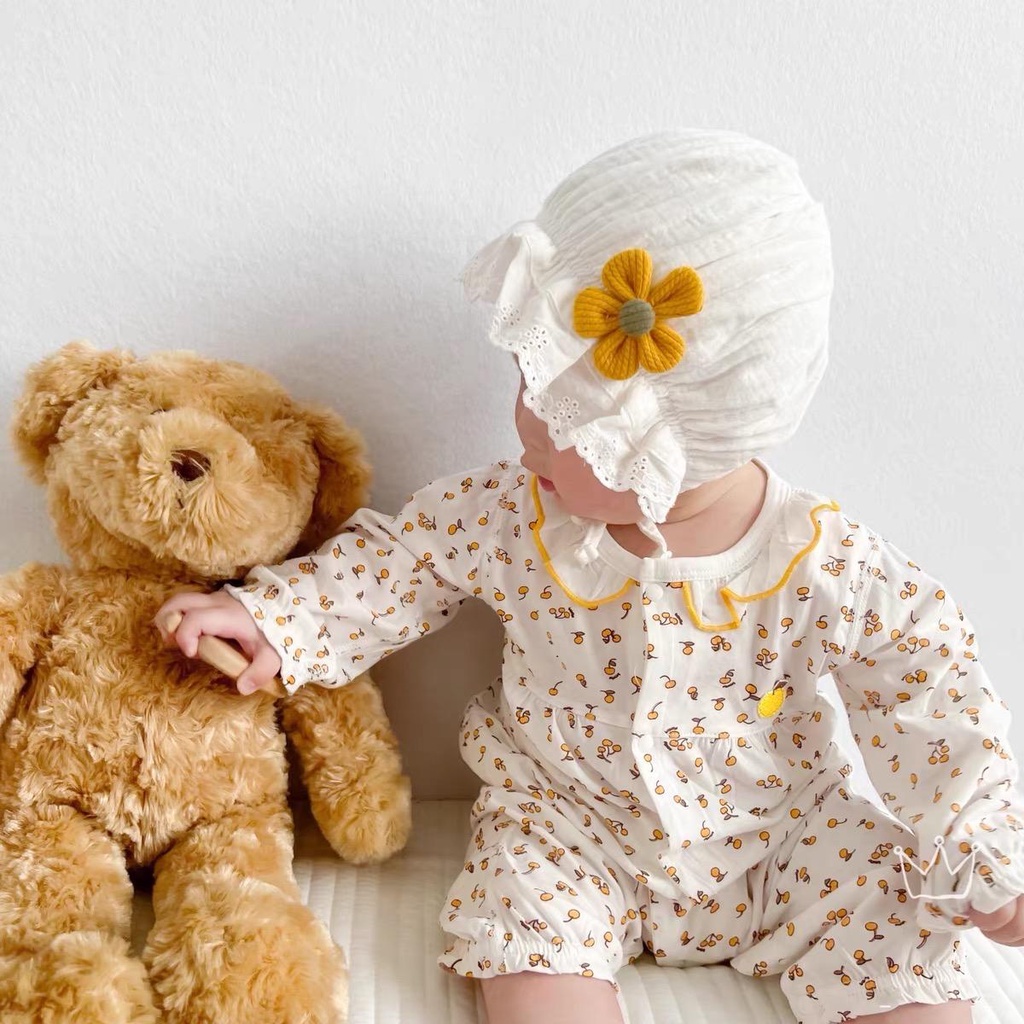 Mũ bèo babydoll cho bé đính hoa dễ thương (ảnh thật )
