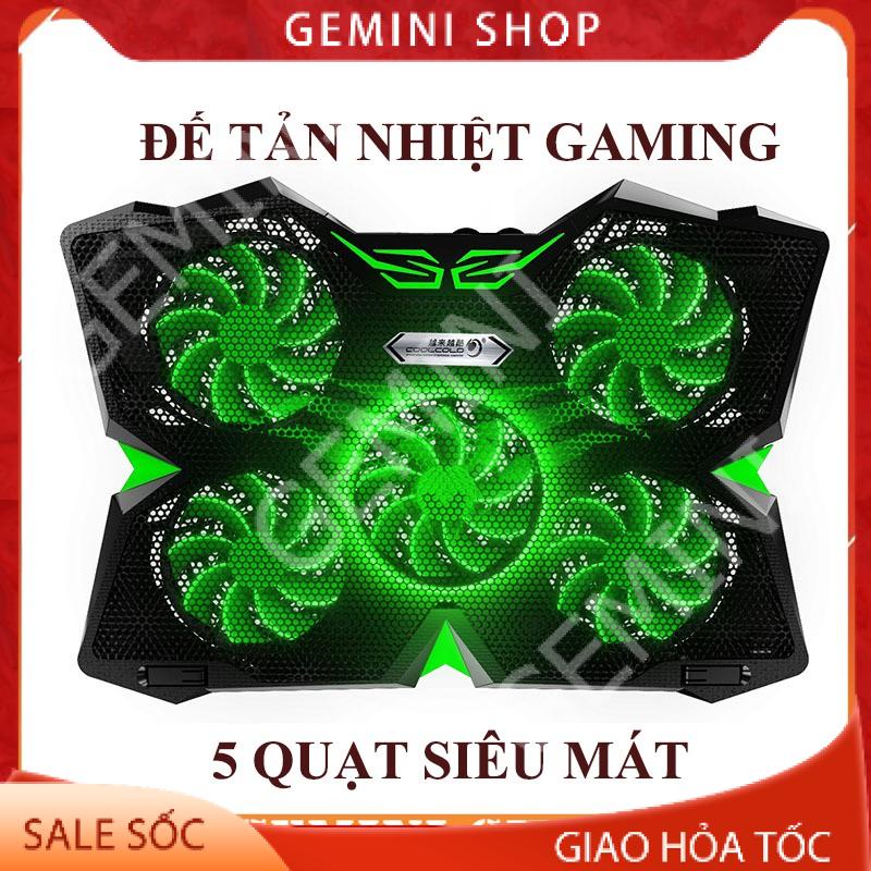 Đế tản nhiệt laptop 5 quạt quạt tản nhiệt gaming 1400RPM chống trượt làm mát nhanh COOL 2S GEMINI SHOP