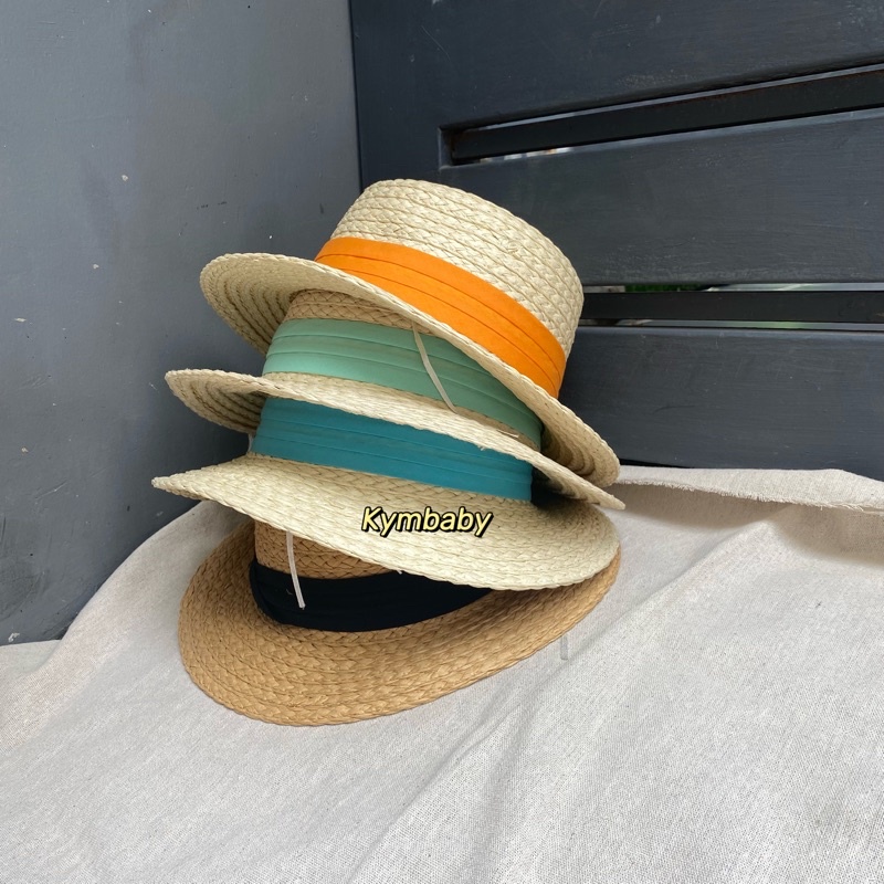 Mũ cói vành mix màu nổi bật cho bé 3 - 7Y M778 (KÈM HỘP ĐỰNG SẢN PHẨM)