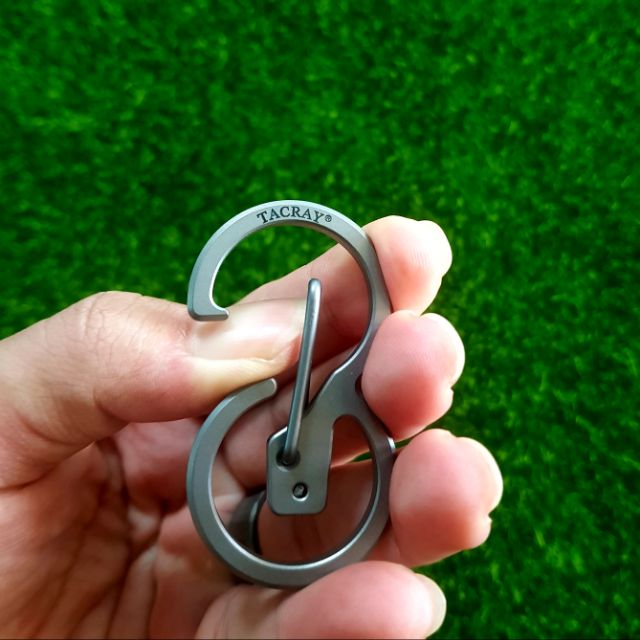 Móc khóa titan Tacray 2 đầu tròn cơ chế tháo ring nhanh