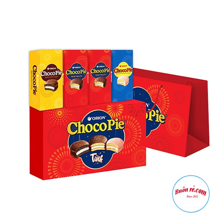 Hộp quà tặng Tết bánh Chocopie Tình 16 chiếc - Hộp bánh Chocopie quà Tết yêu thương 2022 -  01522