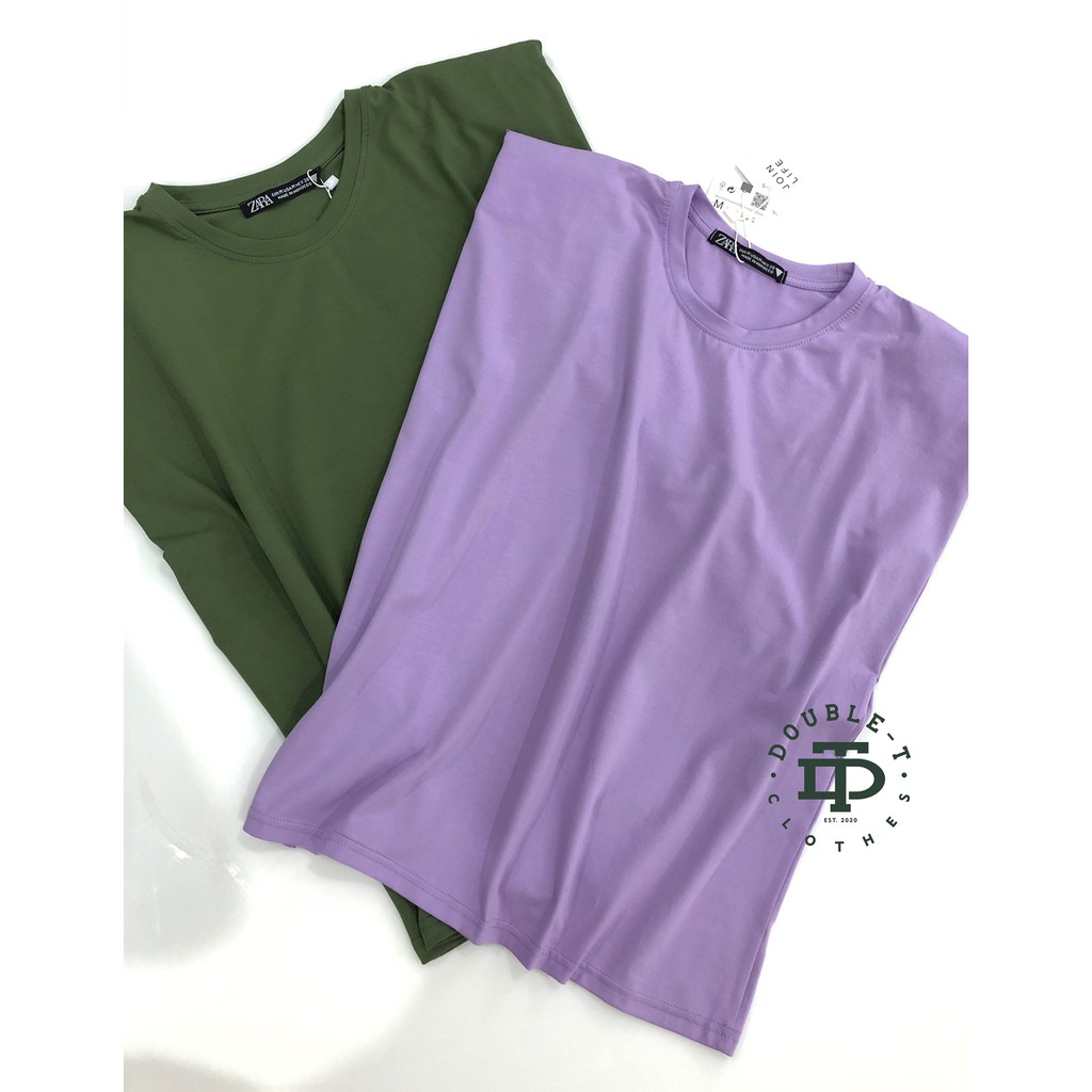 Áo thun Zara sát nách độn vai hàng xuất xịn - trơn màu - 100% cotton full tag