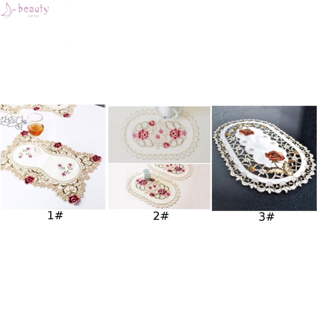 Thảm ren thêu phong cách Bắc Âu Vintage trang trí bàn độc đáo 30x45cm