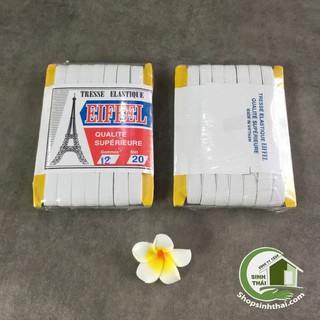 Vỉ 20 mét dây thun luồn quần, tép dây chun bản rộng 12mm màu trắng