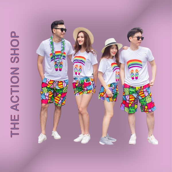 Đồ đi biển nam nữ nguyên set áo quần cho gia đình bé trai gái hội nhóm bigsize nổi bật GD001 Bin Action