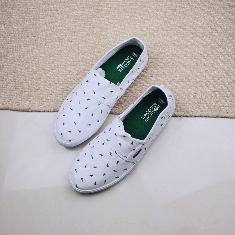 giầy lười hoạ tiết nhẹ nhàng sang chảnh lacoste