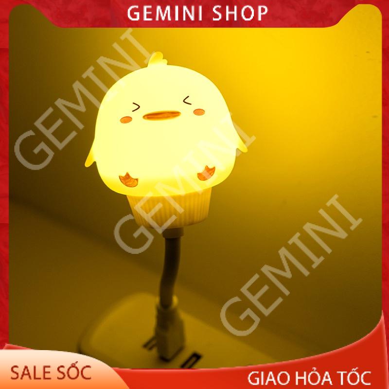 Đèn ngủ Hình Thú Dễ Thương V005 mini có điều khiển từ xa remote cổng usb hình thú Ánh Sáng Vàng GEMINI SHOP