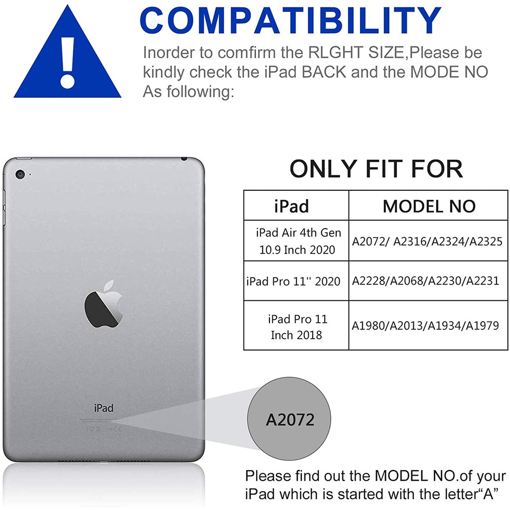 Bao da kèm bàn phím Bluetooth cho iPad Air 4 10.9 inch Pro 11 inch 2018/2020/10.5/10.2/Gen 7/8/9.7/Air có khay đựng bút