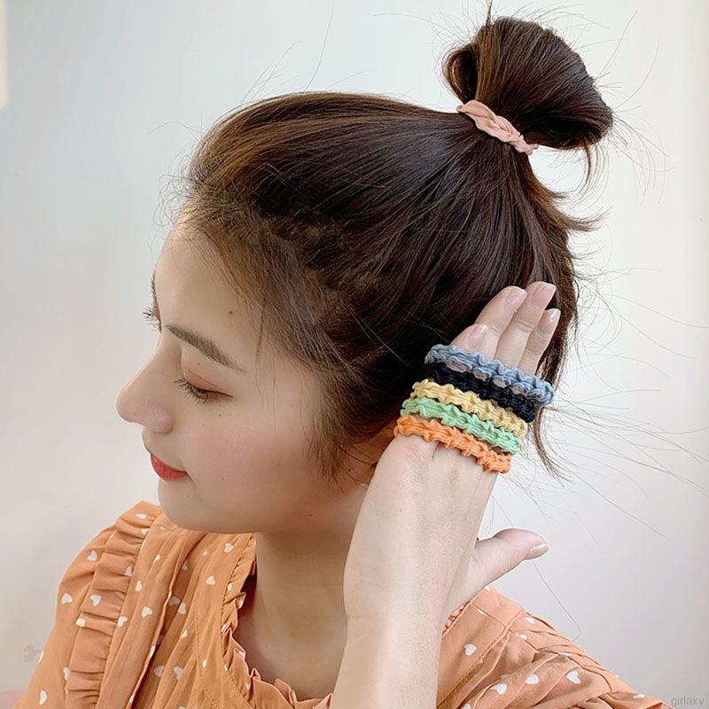 Dây Buộc Tóc Gợn Sóng Co Giãn Màu Kẹo Ngọt Phong Cách Hàn Quốc