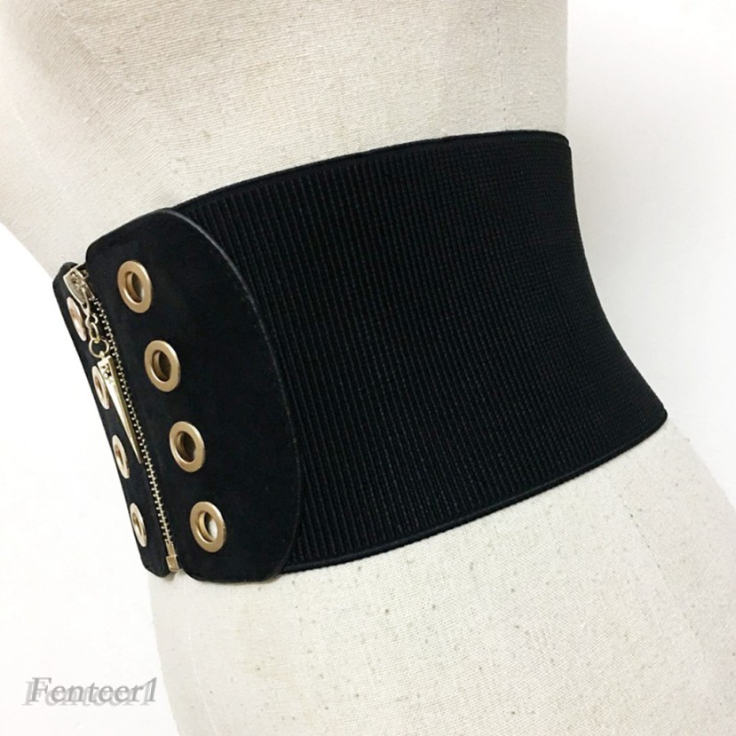 Dây lưng bản rộng có lỗ thoáng khí đàn hồi thiết kế thanh lịch cho nữ