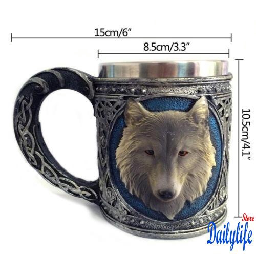 NNI-Hot Personality Retro 3D Wolf Head HANDLE MUG TEA COFFEE WITH GIFT BOX CUP