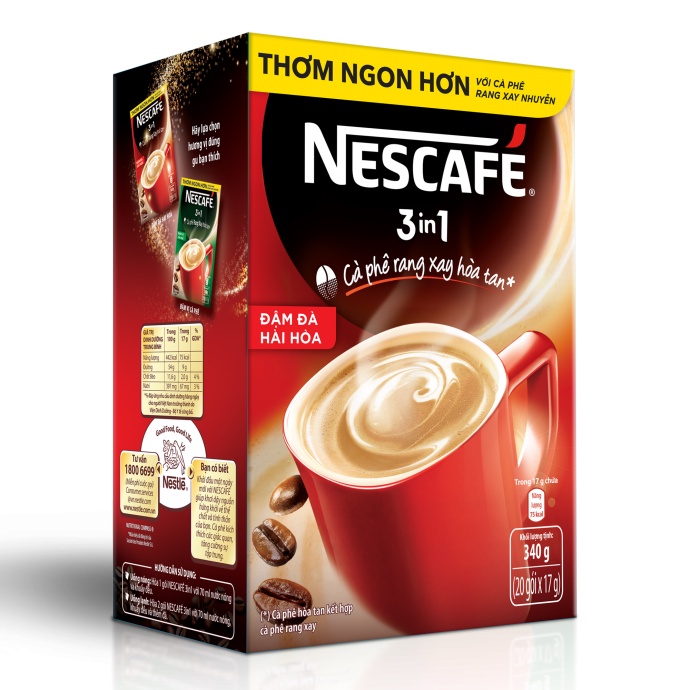 NESCAFE Đỏ Hộp cà phê hòa tan 3in1 20 gói x 17g Đậm đà hài hòa Date mới