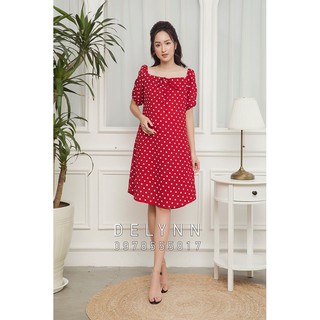 Đầm bầu thiết kế jessi đỏ chấm bi