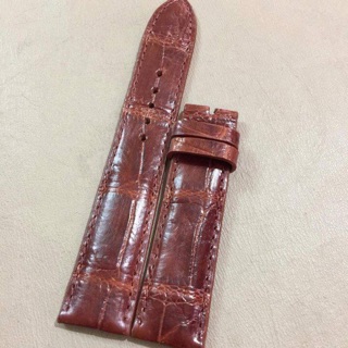 Dây đồng hồ da cá sấu nâu đỏ