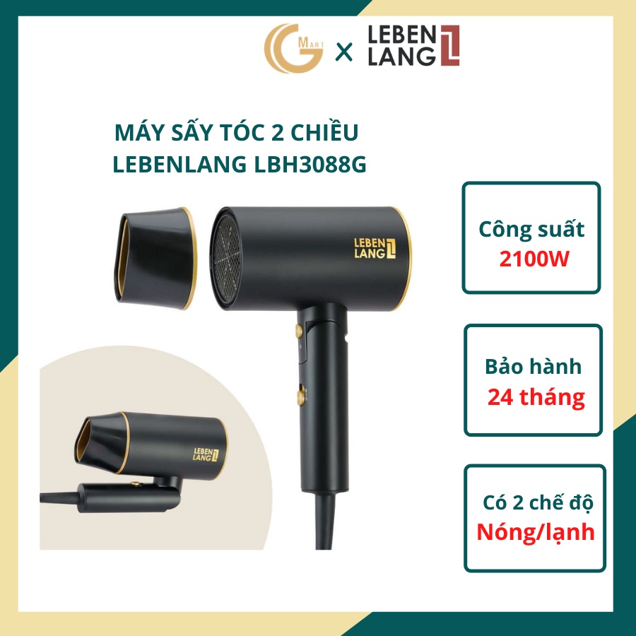 Máy sấy tóc Lebenlang 2 chiều nóng lạnh, gấp gọn tiện lợi, chống xơ rối tóc bằng công nghệ ion, 2100W - LBH3088G