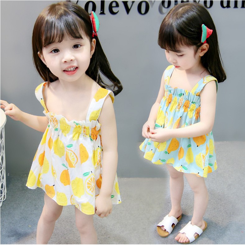 Đầm bé gái hai dây xinh xắn cho bé 8-25kg