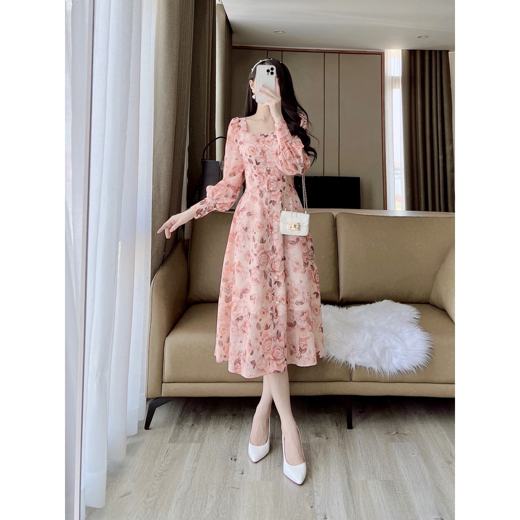 D148 VÁY DÀI TAY HOA BE