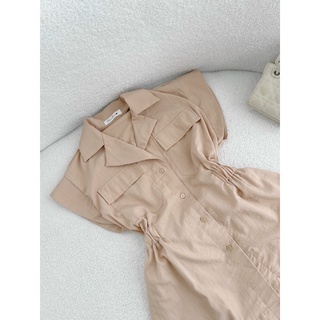 SET ÁO NUDE CỔ VEST CHIẾT EO + SHORT