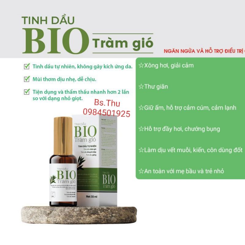 Tinh dầu BIO tràm gió (lọ 30ml) dạng xịt phun sương, hỗ trợ giữ ấm và bảo vệ cơ thể, an toàn cho mẹ bầu và trẻ sơ sinh