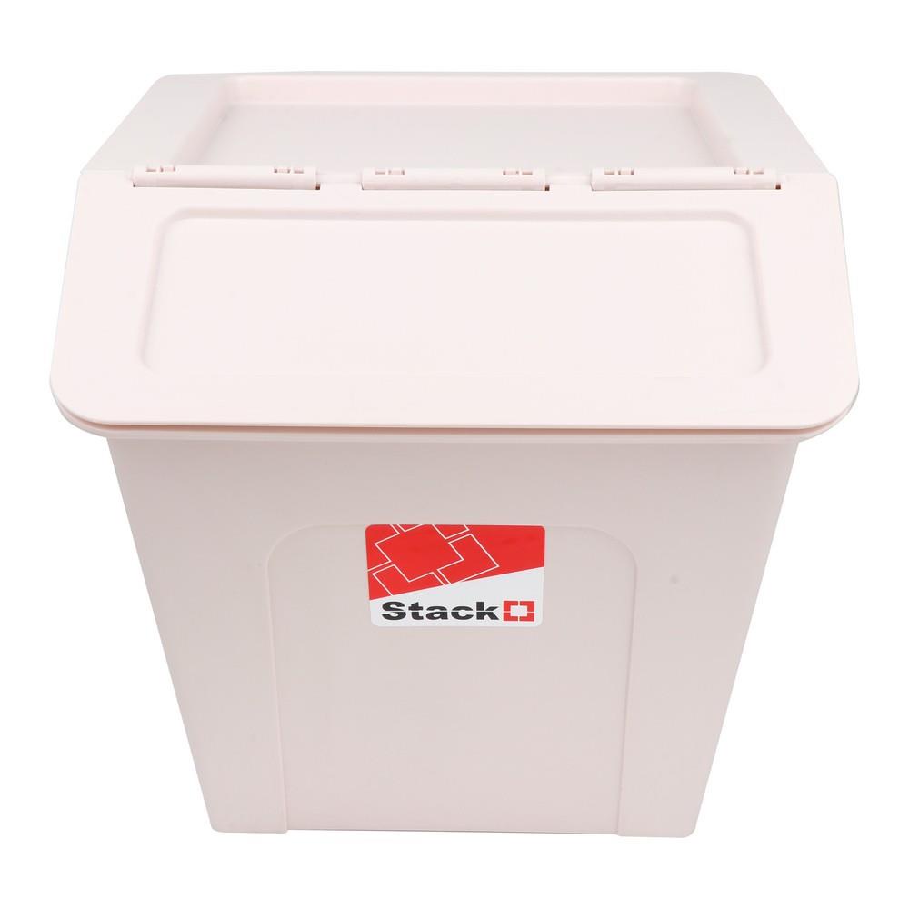 HomeBase STACKO Thùng nhựa đựng đồ đa năng có nắp 27L Parrot Thái Lan W37.7xH39xD41.2cm màu kem
