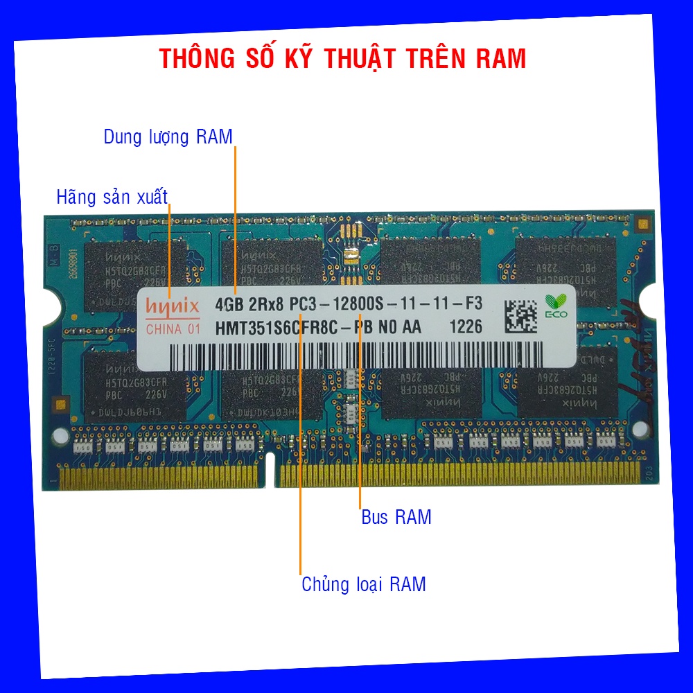 ram laptop ddr3 4gb pc3 12800s bus 1600mhz hynix bảo hành chính hãng 12 tháng