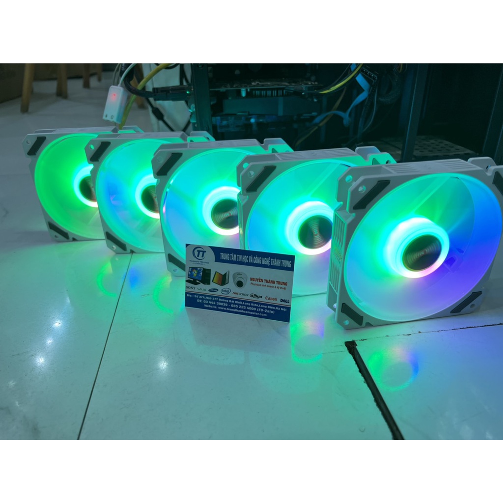 Quạt Tản Nhiệt, Fan Led RGB Coolmoon Y2 Có Điều Tốc PWM - Led Sync Main 3 Pin 5v Bộ Hub Coolmoon P-ARGB PWM