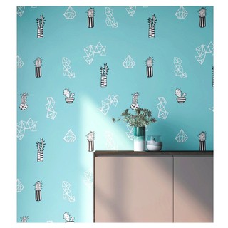 1M PVC giấy dán tường khổ 45cm (có sẵn keo dán) - kim cương trắng xương rồng