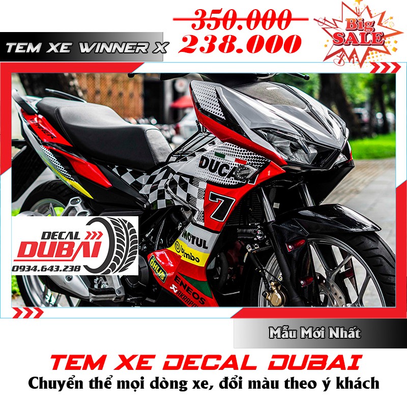 Tem Trùm Winner X Đỏ Bạc Đen Ducati