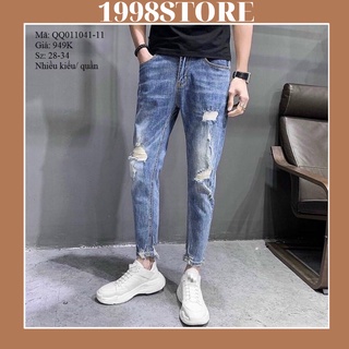 Quần jean nam rách gối đi chơi chất co giãn thoải mái cao cấp chuẩn hàng shop 1998STORE