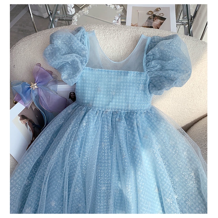 Đầm Công Chúa Đính Nơ Màu Xanh Dương / Hồng Xinh Xắn Thời Trang Theo Phong Cách Hàn Quốc Cho Bé