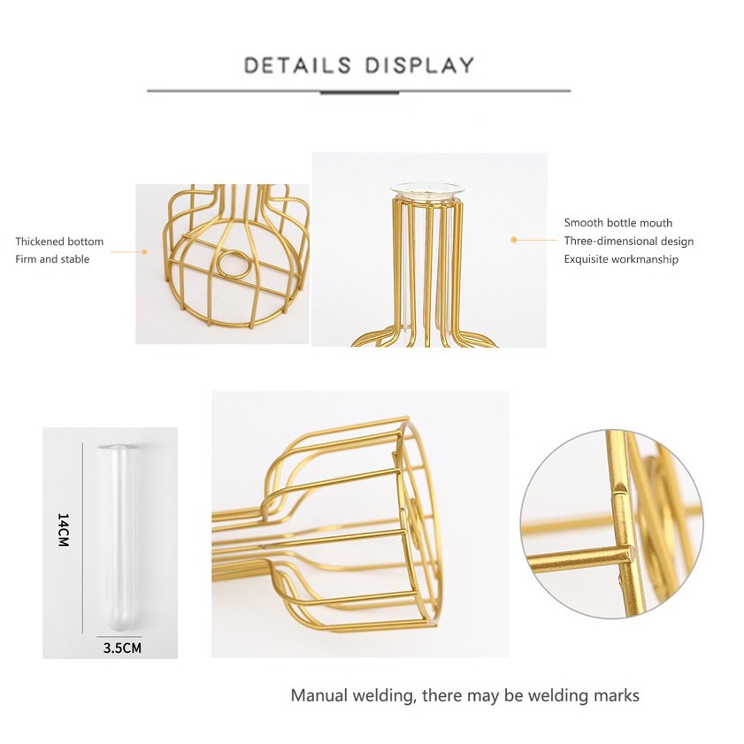 Bình Hoa Thủy Tinh Phối Lông Vũ Màu Vàng Phong Cách Bắc Âu