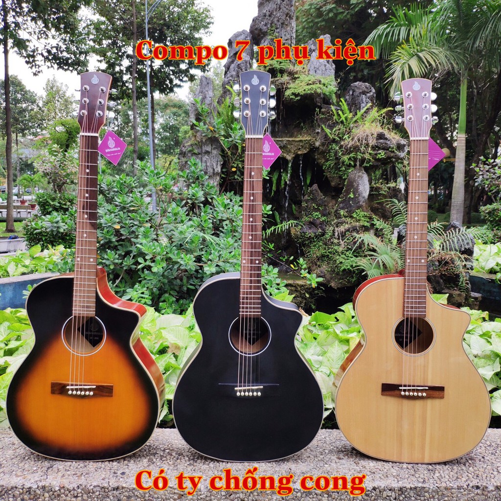 Đàn guitar acoustic chuyên tập chơi có ty - Guitar acoustic SVA1 tặng full phụ kiện - Bảo hành 1 năm