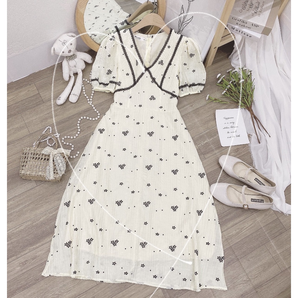 Váy hoa thô boy loại 1 tiểu thư nhẹ nhàng