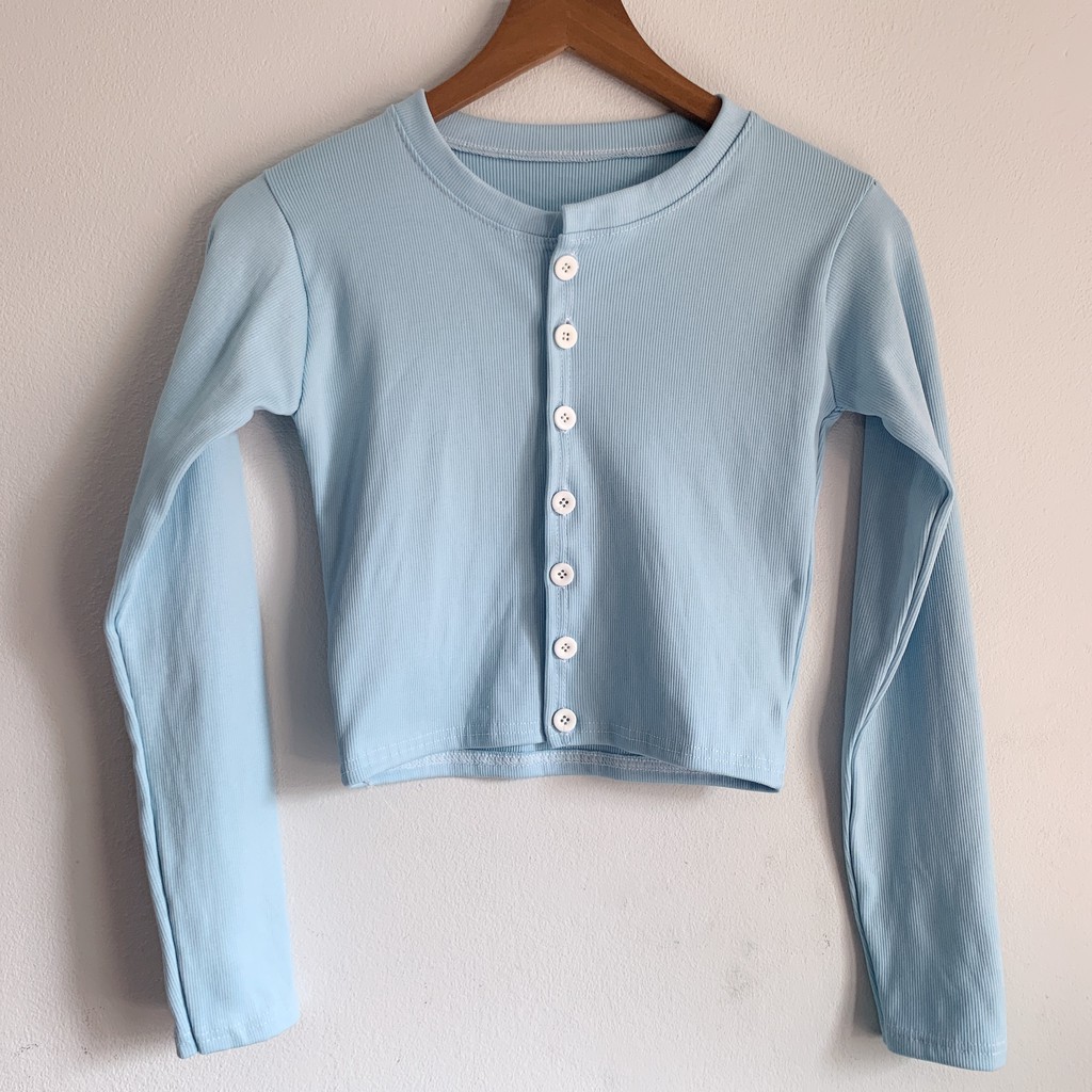 Áo Croptop YAN Cổ Tim Tay Dài Phối Khuy Unisex (4 | BigBuy360 - bigbuy360.vn