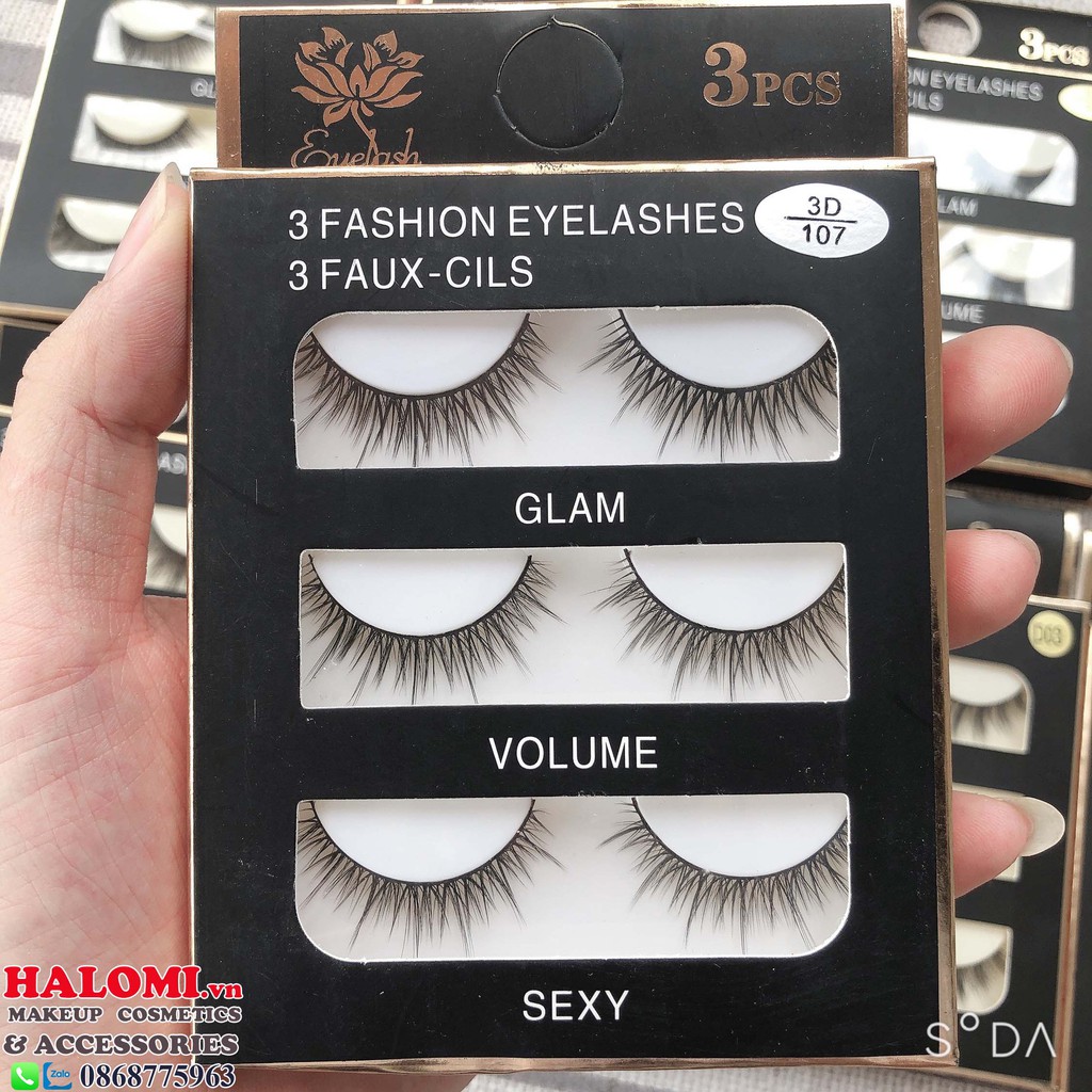 Mi chồn 3D các mã chính hãng HALOMI chuyên dùng cho makeup_Mi chồn 3D 3 đôi Fashion Eyelashes