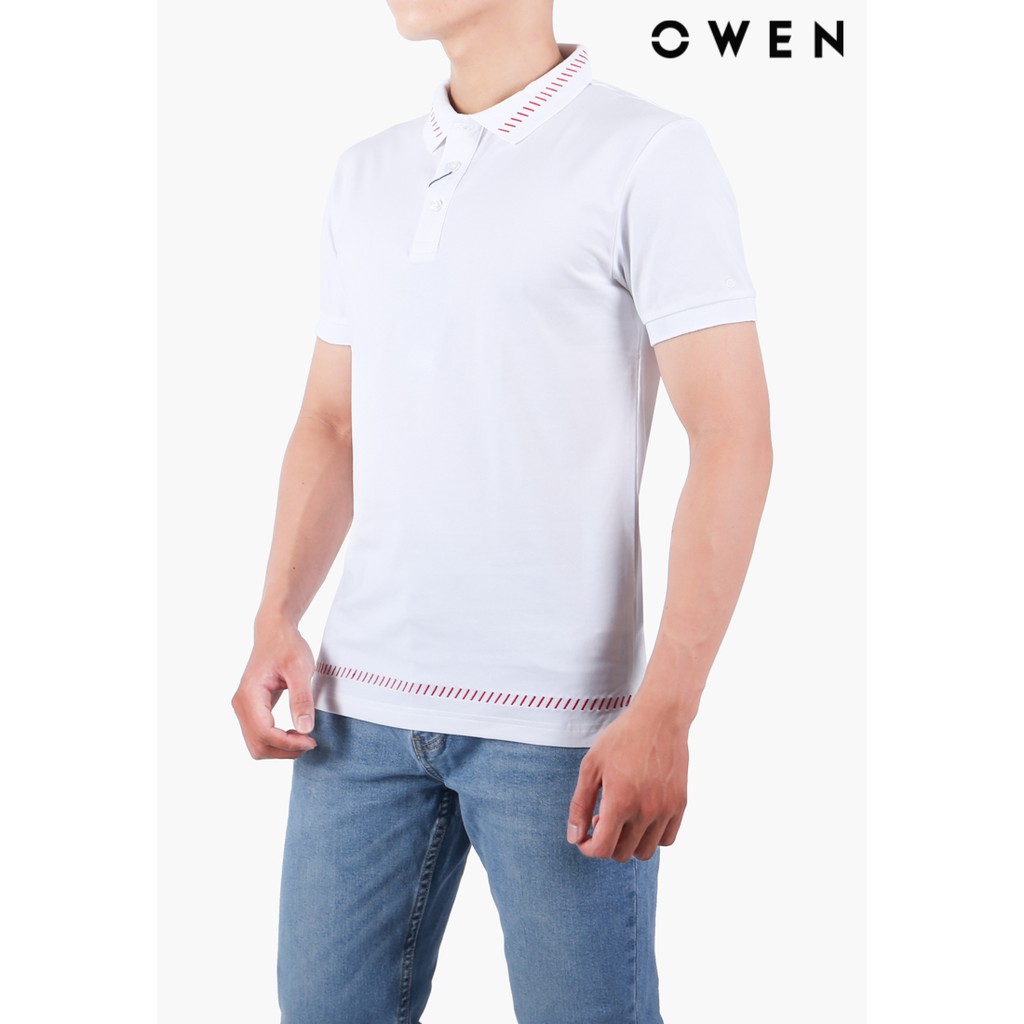 Áo polo ngắn tay OWEN Bodyfit màu trắng - APV21879