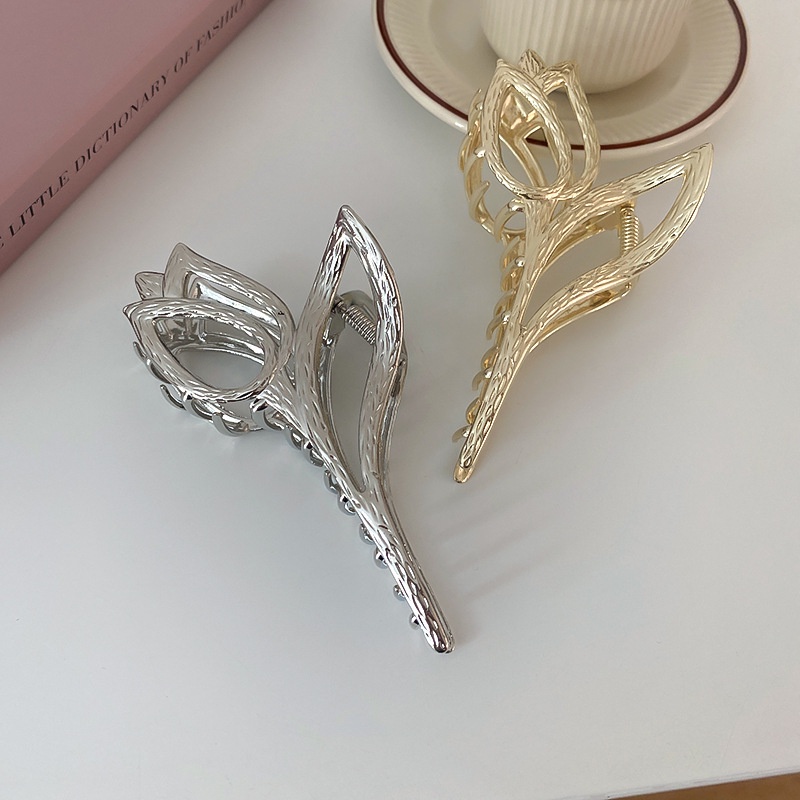 Kẹp Tóc Hình Hoa Tulip / Cá Mập Bằng Kim Loại Thời Trang Cá Tính