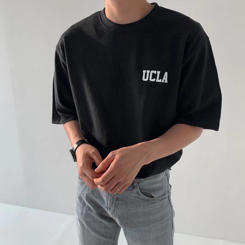 Áo Thun Tay Ngắn Dáng Rộng Cổ Tròn In Chữ Thời Trang Mùa Hè Cho Nam Và Nữ