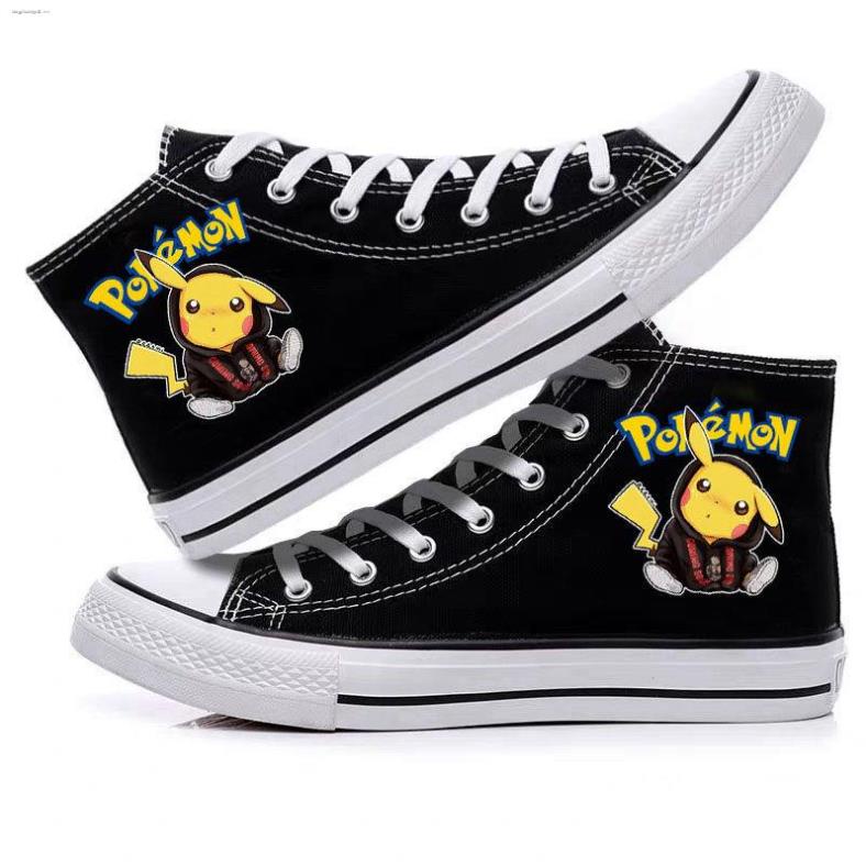 Giày Vải Canvas Cổ Cao In Hình Pikachu Naruto Dạ Quang Kiểu Hàn Quốc Cá Tính Cho Nam Và Nữ ViP