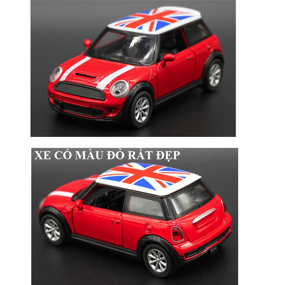 Xe ô tô mô hình Mini Cooper S tỉ lệ 1:30 bằng sắt đồ chơi trẻ em có âm thanh và đèn
