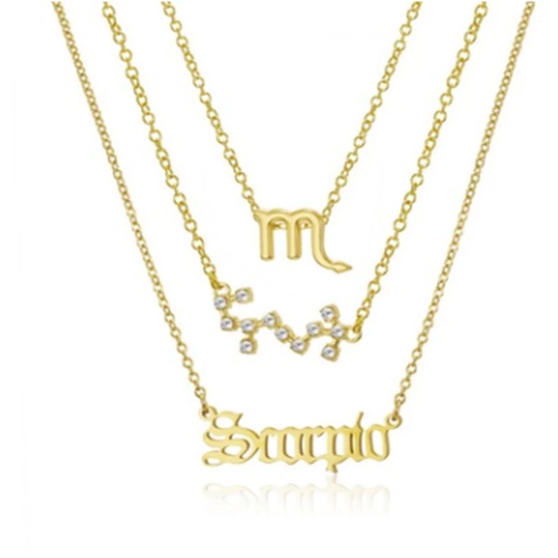 Set 3 vòng cổ phối mặt hình 12 cung hoàng đạo thời trang