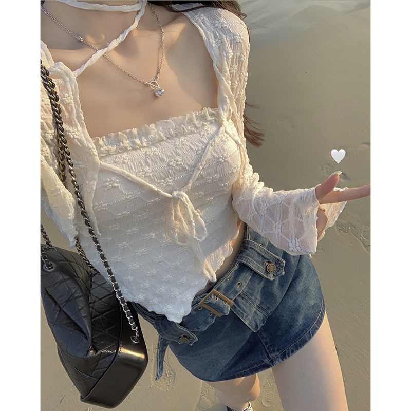 Set Áo Khoác Cardigan + Áo Không Tay Thời Trang Dành Cho Nữ