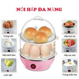 Máy Hấp Bánh, Luộc Trứng, Hấp Thực Phẩm 2 Tầng Mini Egg, Siêu Tiện Dụng Cho Nhà Bếp, Bảo Hành 12 Tháng "