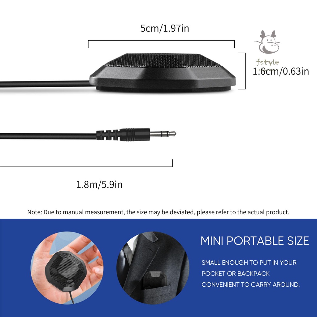 Micro thu âm đa hướng 360 độ giắc cắm 3.5mm cho PC/ laptop