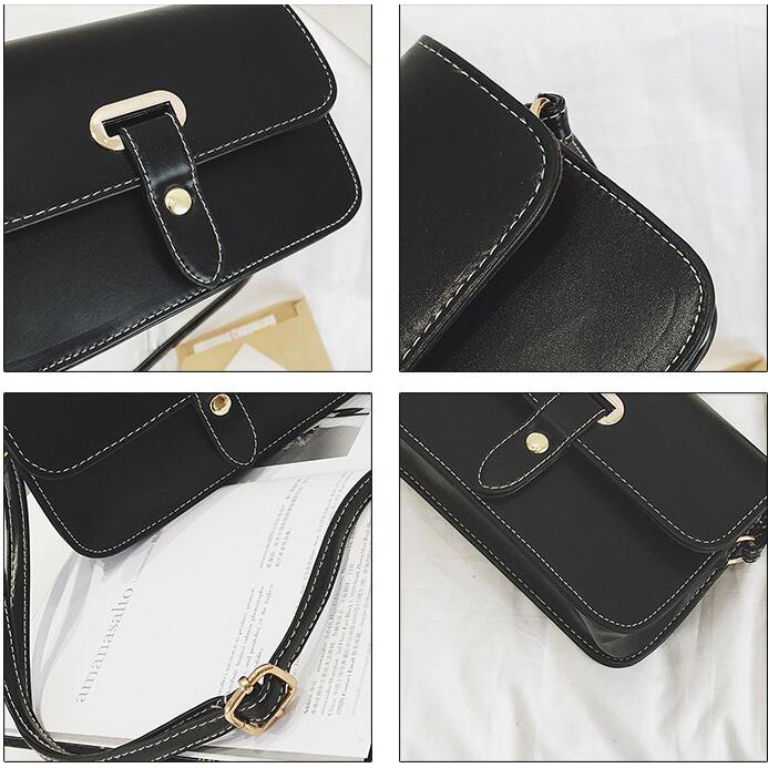 SUXI Túi đeo vai màu trơn thiết kế đơn giản phong cách Hàn Quốc cho nữ