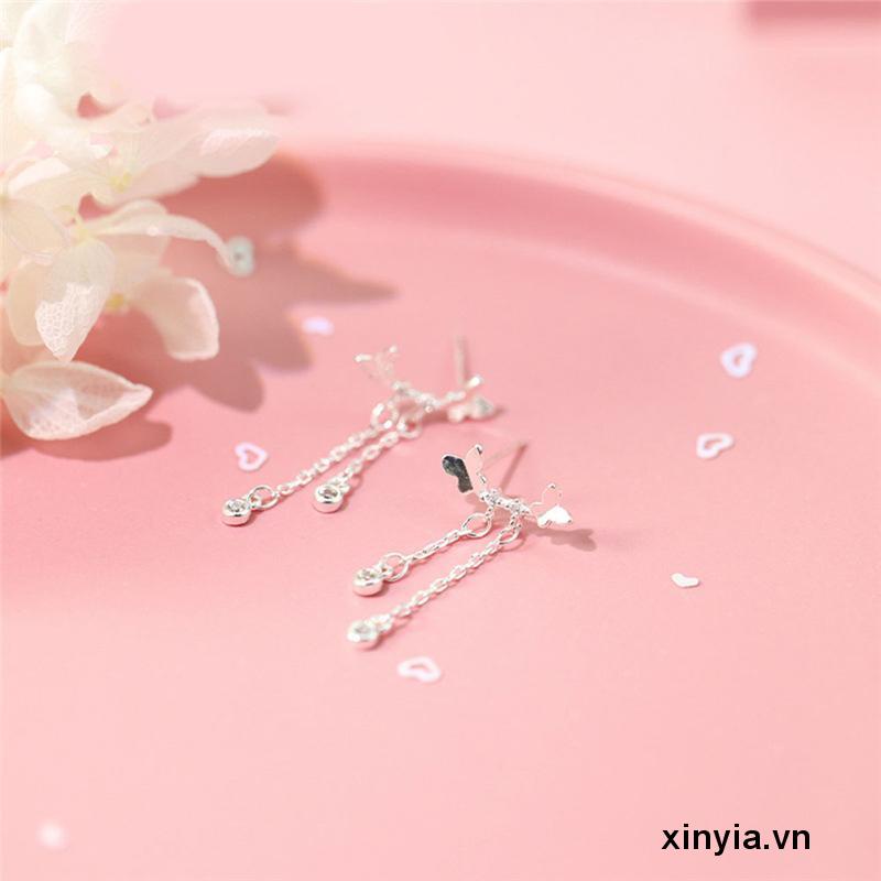 Bông Tai Vòng cổ Đôi Hình Bướm Đơn Giản Siêu Nữ Tính Dễ Phối Đồ