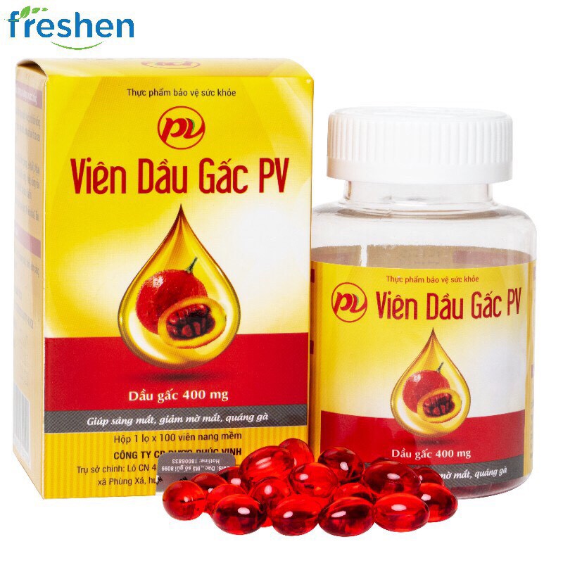 VIÊN DẦU GẤC PV - SÁNG MẮT - ĐẸP DA, CHỐNG LÃO HÓA