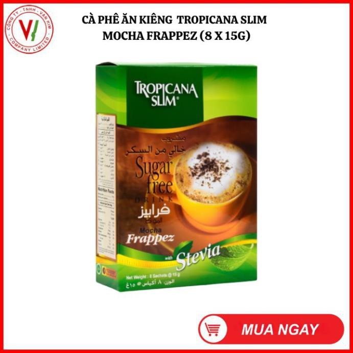 Cà phê ăn kiêng không đường chiết xuất từ lá cỏ ngọt Tropicana Slim Mocha 120g (8 x 15g)