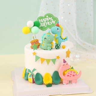 Set 8 que cắm HPBD khủng long + cây dừa