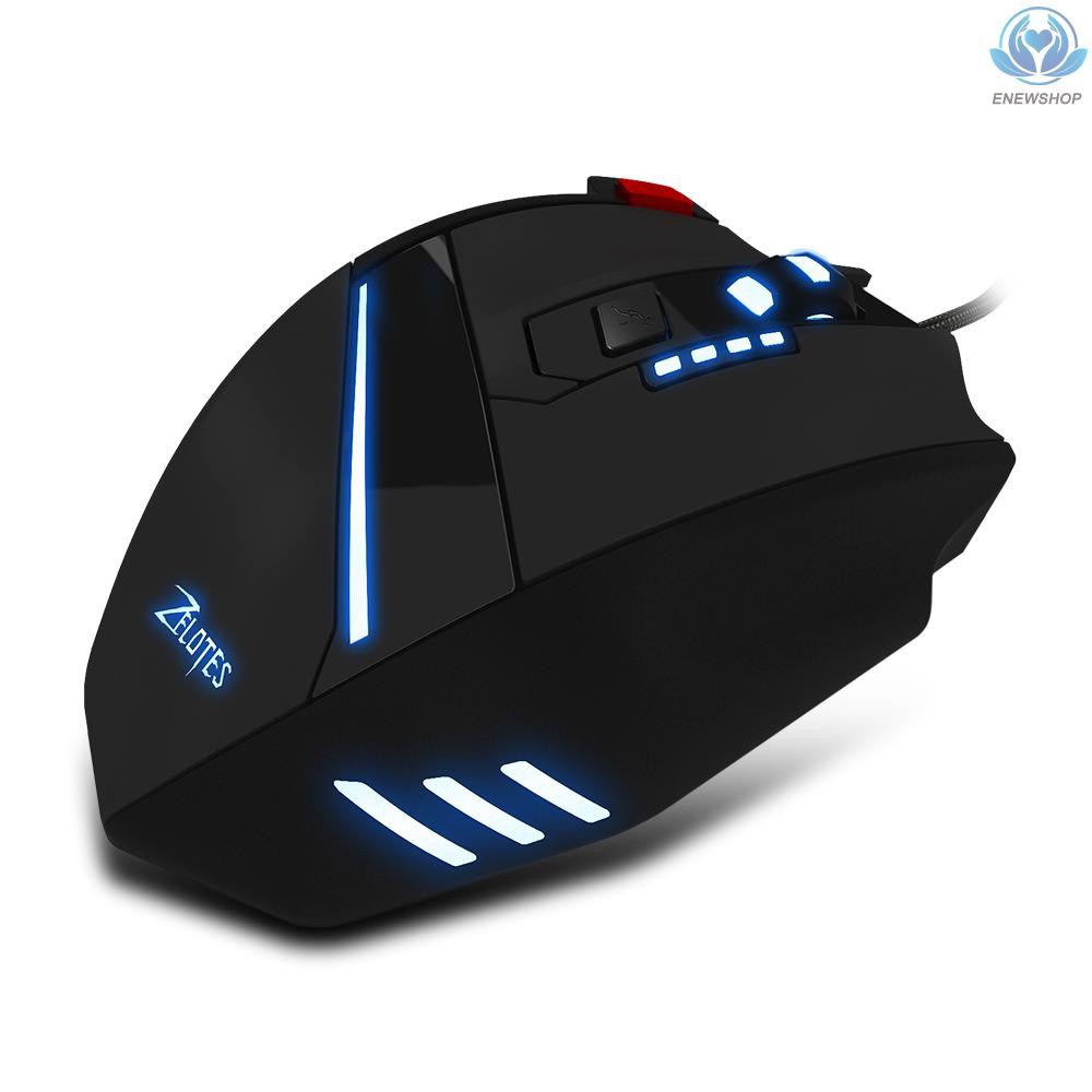 【enew】ZELOTES T-60 3200DPI Wired Gaming Mouse Optical Adjustable USB Computer Programmable LED Backlight Mice 7 Buttons Gaming Mouse for PC Laptop Gamer